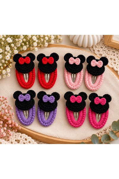 MAVEA 4 Pairs of Mesh Bow Detailed Snap Buckles (8 Pieces)