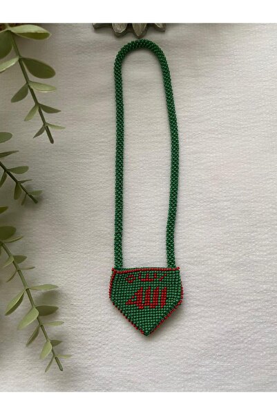 sıla takı & hediyelik KUM BONCUK EL İŞİ YEŞİL KIRMIZI MUSKALIK KOLYE