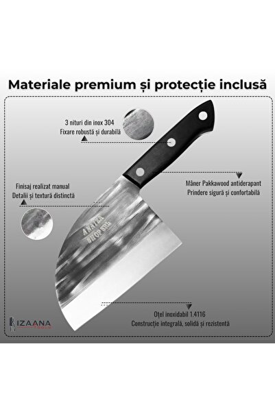 izaana tools Satâr de bucătărie IZT-ST01, oțel inoxidabil 1.4116, lamă de 4mm...