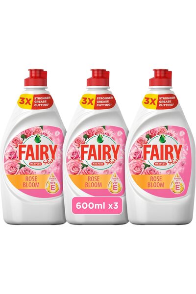 Fairy Dishwashing Liquid, Rose Bloom, 3x600ml