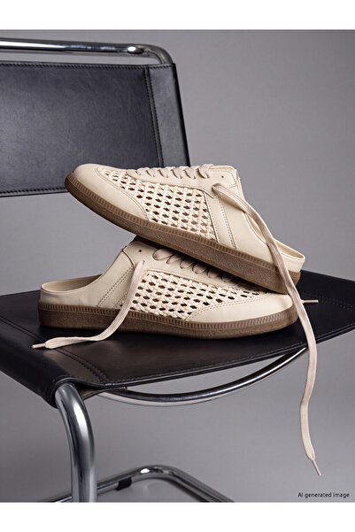 LC Waikiki Vizyon New Season Beige Lace-Up Women's Slippers
