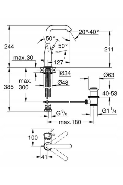 Grohe ESSENCE BATERIA UMYWALKOWA, MĂRIMEA L