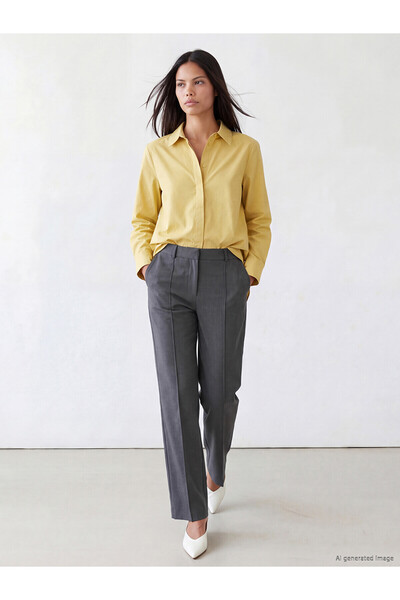 LC Waikiki NEVAVM Farkıyla LCW Modest Gray بنطلون نسائي مستقيم قياسي وعادي ذو...