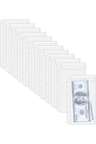 EXCEFORE أكياس مجلدات بلاستيكية شفافة، 24 قطعة، مقاس A6، 6 ثقوب، أظرف ميزانية...