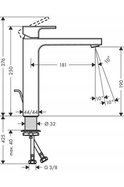Hansgrohe Baterie de lavoar de sine stătătoare Vernis, model 71562670, negru mat