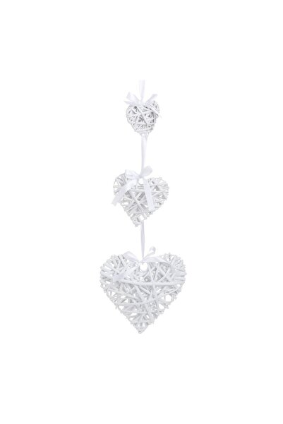 OEM Set Inimi Decorative Suspendabile din Lemn Alb cu Sfoara 72cm – accent de...