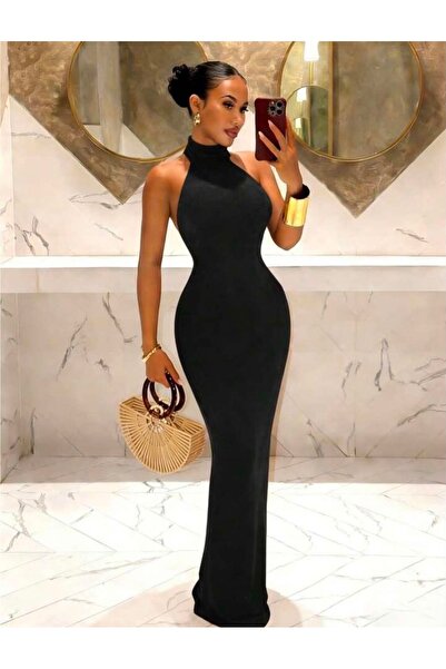 Woman's Fashion Μαύρο μακρύ φόρεμα