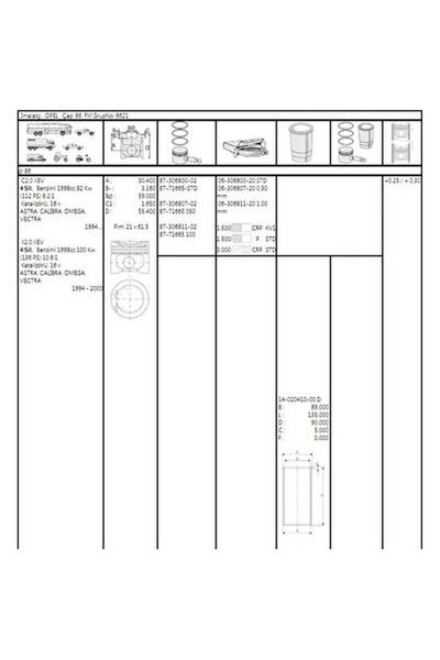 Opel Vectra Gomlek 86.00 STD 40204100G