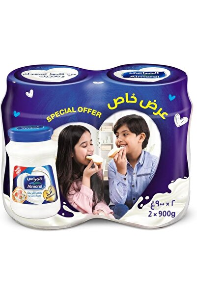 Almarai جرة جبنة كريمة زرقاء معالجة، 900 جرام - عبوة من قطعتين، قد تختلف التغ...