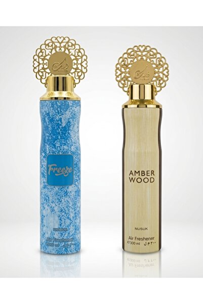 Nusuk Freeze & Amber Wood Premium Air Freshener Spray Combo Pack (2 x 300ml) ...