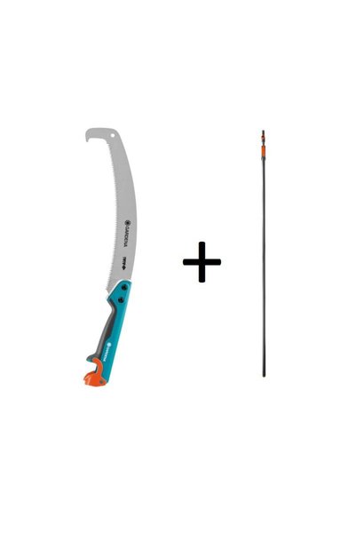 Gardena 8739 Kıvrımlı Bahçıvan Budama Testeresi + 3721 Combisystem 210-390cm Teleskopik Sap