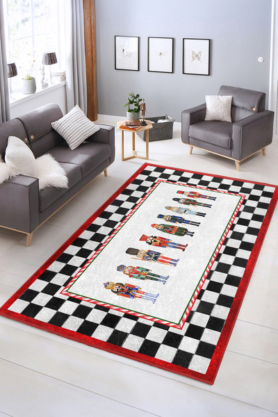 Home Kurşun Asker Desenli Yılbaşı Temalı Dijital Baskılı Kaymaz Taban Yıkanab...