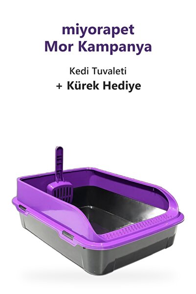 Mor Açık Kedi Tuvaleti - Kürek Hediyeli
