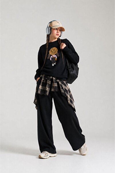 LOCO LOCO Girl's Plaid Shawl Detailed 2-Thread Pants