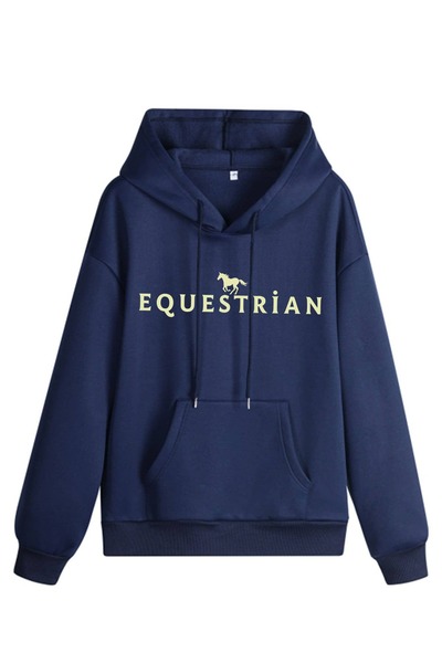 WESTİMO Women's Equestrian Printed Hooded Sweatshirt