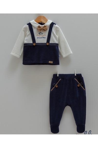 Caramell İncibaby 100% Cotton Premium Quality Soft Velvet 2-Piece Baby Boy Se...