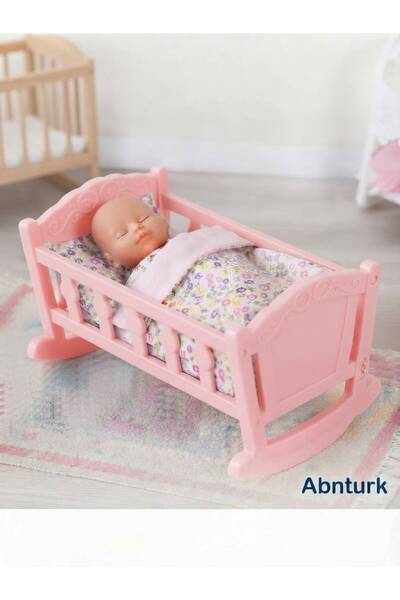 abnturk 34x12 Kız Çocuk Demonte Sallanan Bebek Beşiği / Oyuncak Bebek Yatağı ...