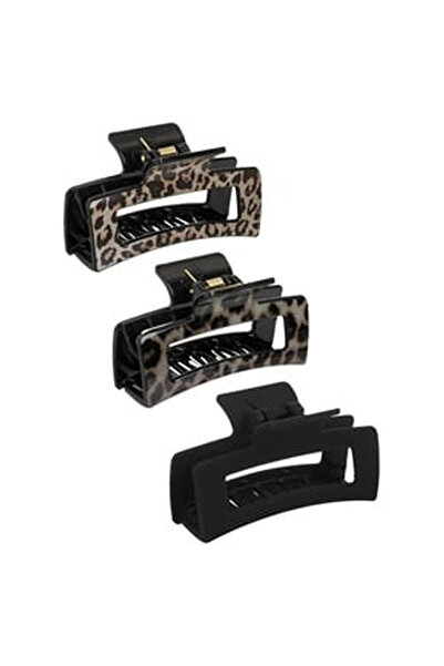 OEM Clame Par Neagra cu Model Leopard pentru Femei 8.5cm - 3buc