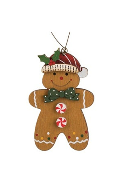 OEM Ornament Brad de Craciun Vintage Omulet Tarta Dulce de Lemn 8cm