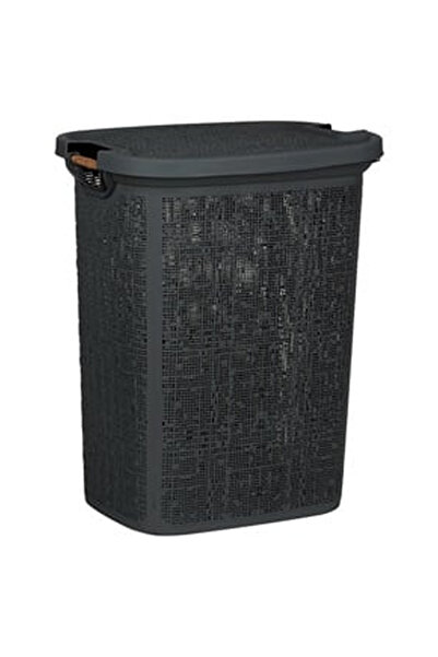 OEM Cos Rufe Antracit cu Manere din Lemn 46x37x57,5cm - 60L