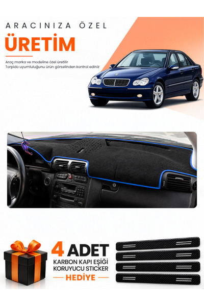 e-biz غطاء حماية توربيدو متوافق مع مرسيدس W203 C-CLASS (2000-2007) - أسود-أزر...