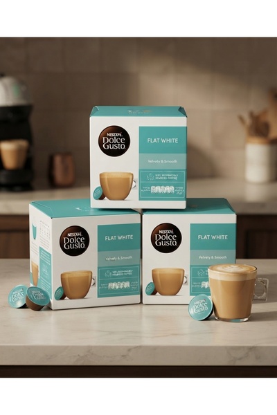NESCAFÉ DOLCE GUSTO دولتشي جوستو فلات وايت عرض التوفير (3 عبوات) * 16 كبسولة