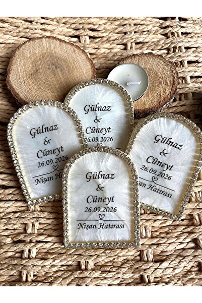 Epoksi Gold Taşlı Magnet Söz, Nikah, Nişan, Düğün Hediyelik (10 ADET)