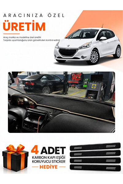 e-biz Peugeot 208 Old Compatible Torpedo Protection Cover Auto Cover - Black-...