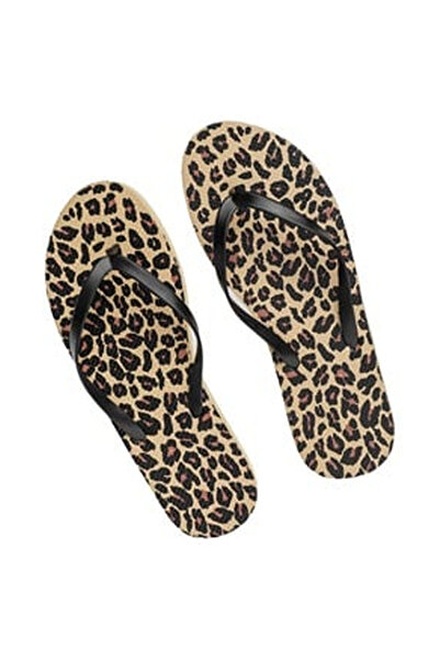 OEM Papuci de Plaja cu Model Animal Print & Curea Neagra pentru Femei