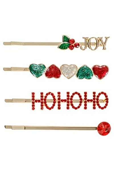 OEM Agrafe Par Aurii HoHoHo Inimi Joy Strass de Craciun - 4buc