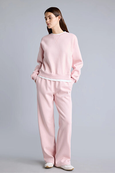 DeFacto B8571AXPN38 Pembe Straıght Fıt Basıc Geniş Paça Beli Lastikli Eşofman Altı