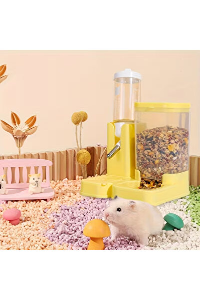 Yenilig 1 Adet Hamster Mama Ve Su Kabı – 2'Si 1 Arada Otomatik Su Sebili Ve Geniş Mama Haznesi, Damlatmaz Bilyeli Uç, Small Pet Feeder