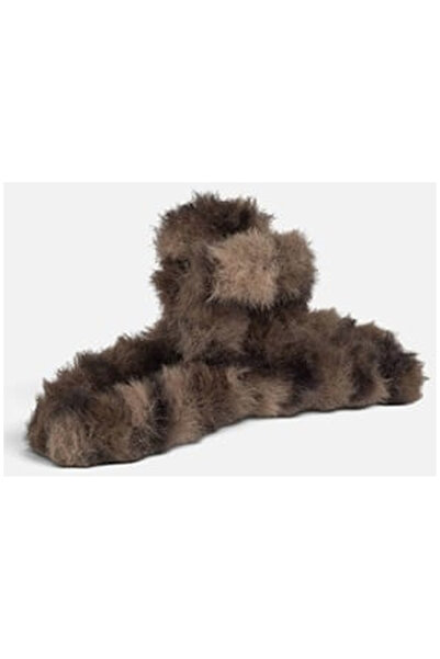OEM Clama de Par cu Blana Artificiala Leopard si Funda 12cm