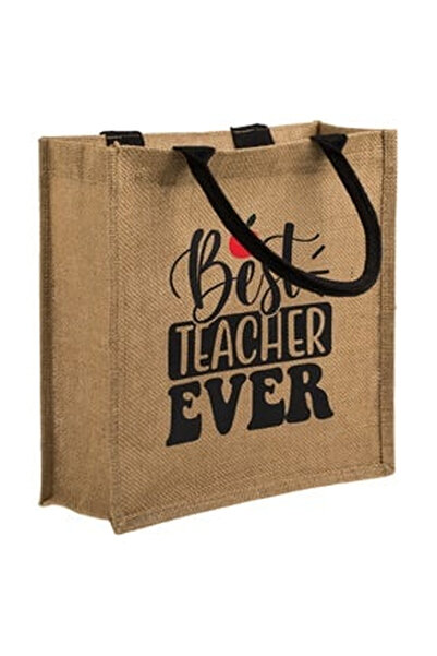 OEM Sacosa de Iuta cu Manere "Best Teacher Ever"" 30x11x30cm"