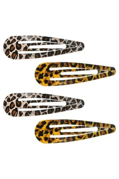 OEM Set Clame Metalice Par Ecru Galben Mustar cu Model Leopard pentru Femei 7...
