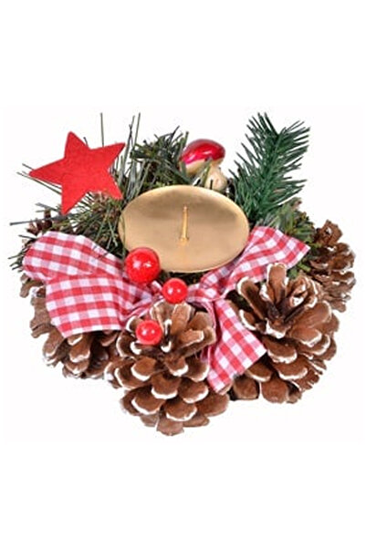 OEM Suport Decorativ de Craciun pentru Lumanari Panglica Carouri 15cm