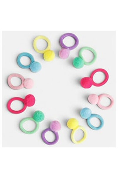 OEM Elastice Par Frotte Mini de Diverse Culori cu Pompoane pentru Copii - 12buc