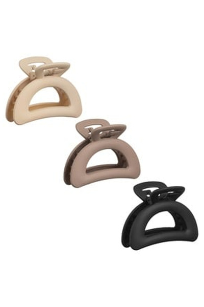 OEM Set Clame Par Ecru Bej Negru Mate Semicerc pentru Femei 7cm - 3buc