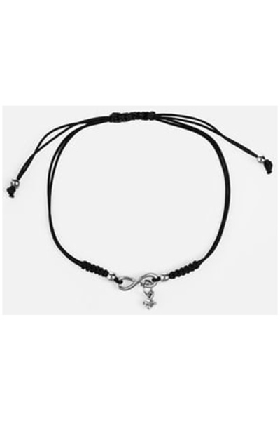OEM Bratara Macrame Neagra cu Infinit & Stras