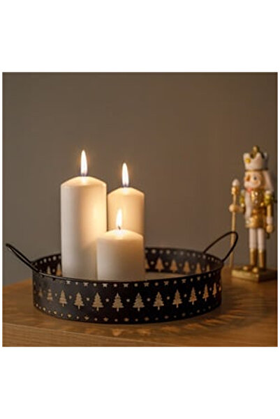 OEM Tava Decorativa pentru Lumanari cu Manere Model Brad Ø25x5cm