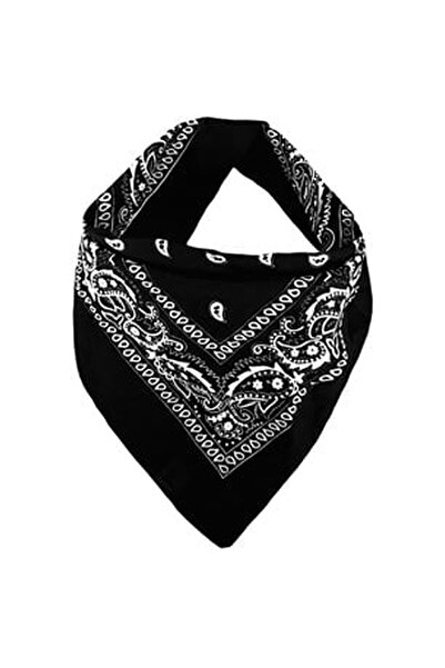 OEM Bandana Esarfa din Bumbac Neagra Paisley 54x54cm