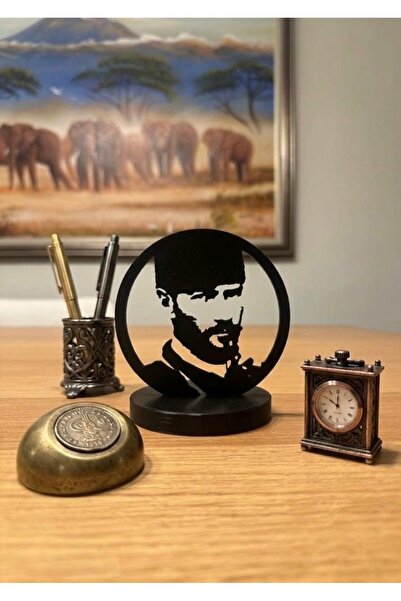 Siyah Atatürk Portre Masaüstü Dekoratif Biblo & Ofis Aksesuarı