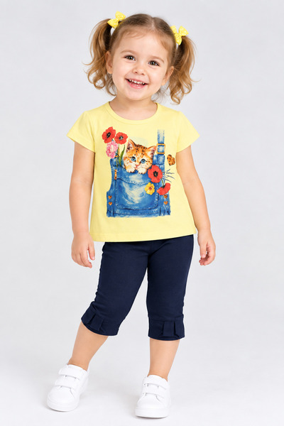 Elnino 2-Piece Baby Set with Kitten Print Tights