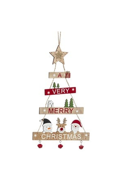 OEM Ornament Brad de Craciun Brad Suspendabil din Lemn cu Figurine & Clopotei...