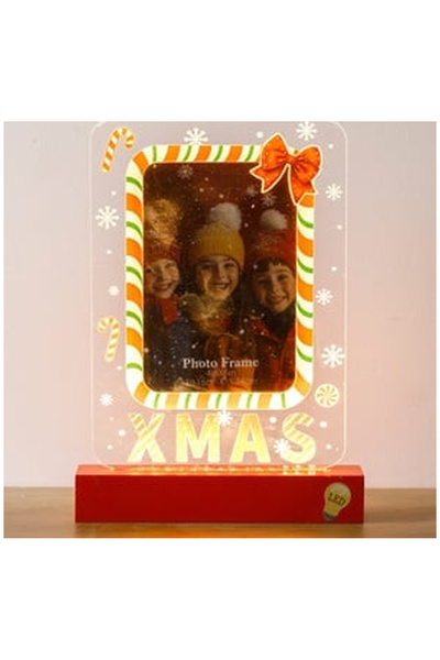 OEM Christmas Photo Frame with LED & Candy Pattern 18x25cm