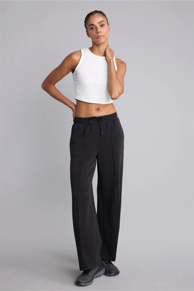 DeFacto H8521AXBK81 Siyah Wide Leg Geniş Paça Beli Bağcıklı Standart Boy Modal Sporcu Eşofman Altı