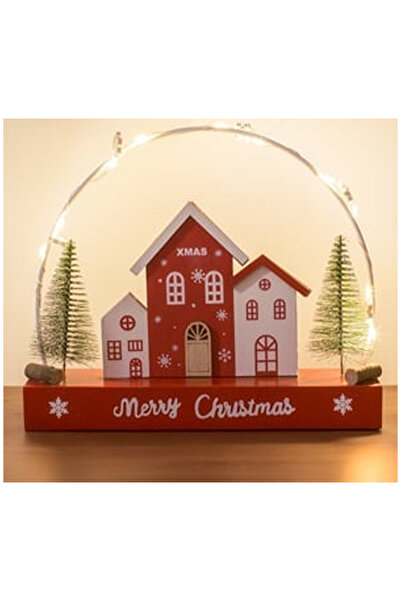 OEM Decoratiune Metalica de Craciun Case pe Baza cu LED 20x17cm