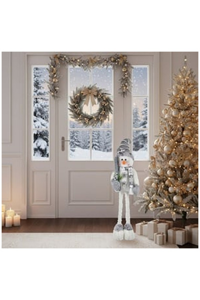 OEM Figurina Decorativa de Craciun Om de Zapada Alb cu Picioare Extensibile S...