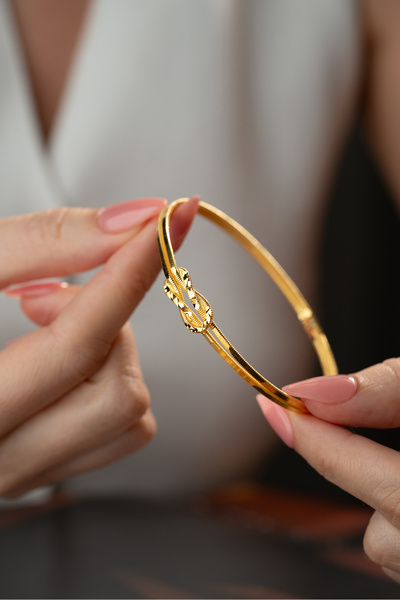 Silvano Jewelry 925 Ayar Gümüş Kalemli Sonsuzluklu Altın Model Ajda Bilezik