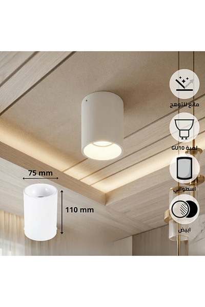 Generic Brand Spot Ceiling Cylinder White Anti-Glare Gu10 75X110Mm Hu2304/75*110/Wh+Wh